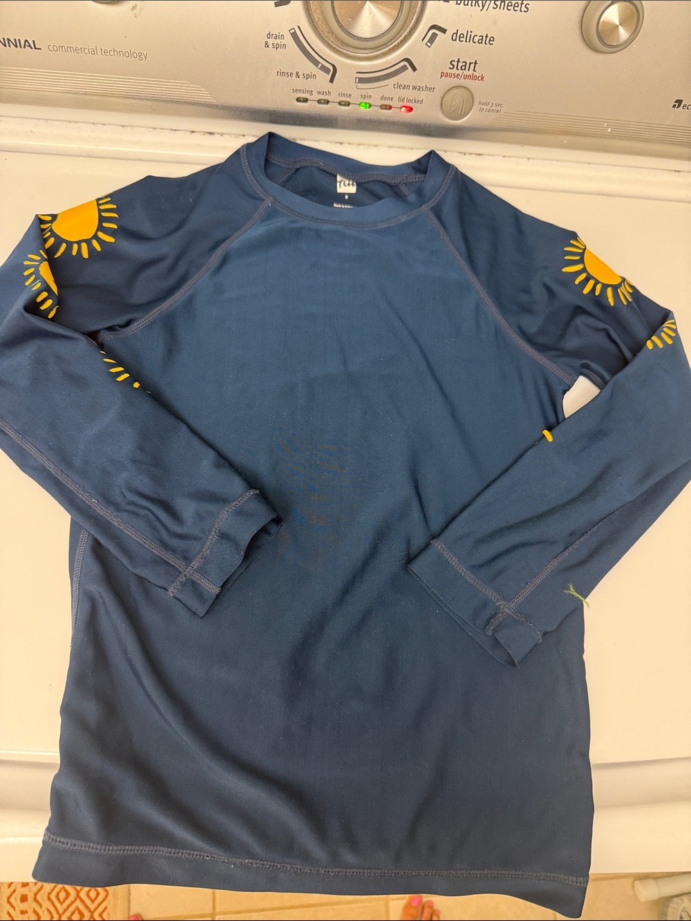 Tea Collection Navy and Yellow Long-Sleeve Kids Rashguard